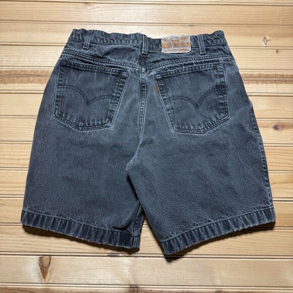 Vintage 90s Levis 545 Loose Fit Dark Wash Denim Jean Shorts Orange Tab - Size 31 - Picture 9 of 10